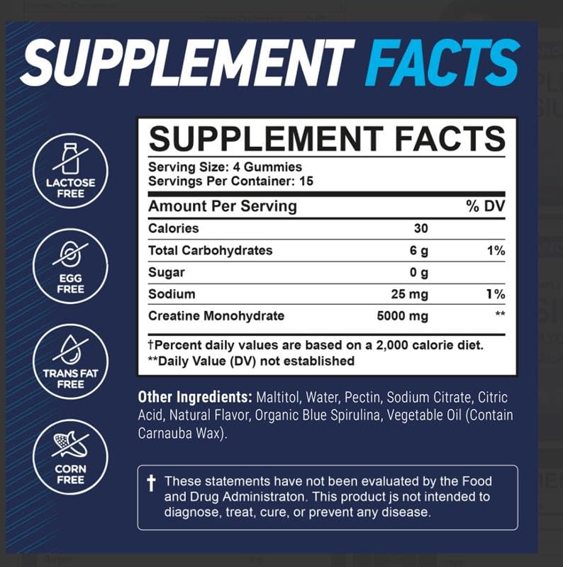 Vita Guard Gummies Créatine 5000mg emballage arrière