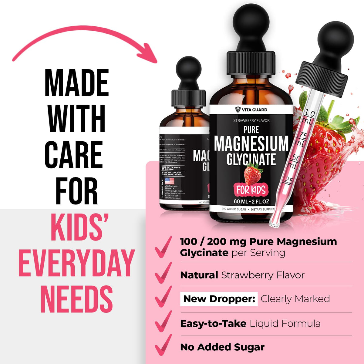 Vita Guard magnésium glycinate avec dose de 100mg pour enfants
