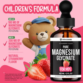 Vita Guard magnésium glycinate enfant saveur fraise en arrière-plan