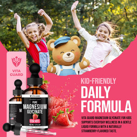 Vita Guard magnésium glycinate flacon ouvert avec gouttes