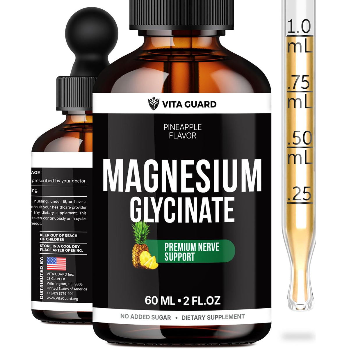Vita Guard magnésium glycinate liquide 500mg flacon avant