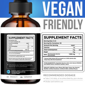 Vita Guard NAD+ 1000mg liquide gouttes avec citron et orange