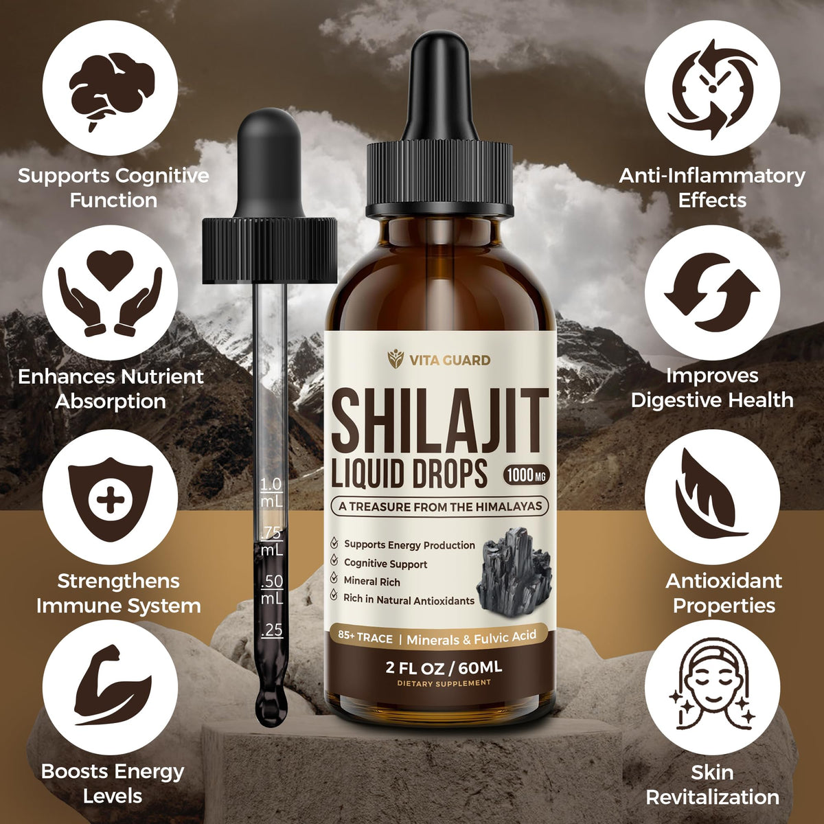 Vita Guard Shilajit Himalayen dans un environnement naturel