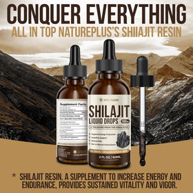 Vita Guard Shilajit Himalayen en train d'être mélangé dans un verre