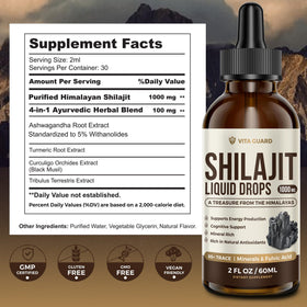 Vita Guard Shilajit Himalayen Liquide 1000mg - vue de dos