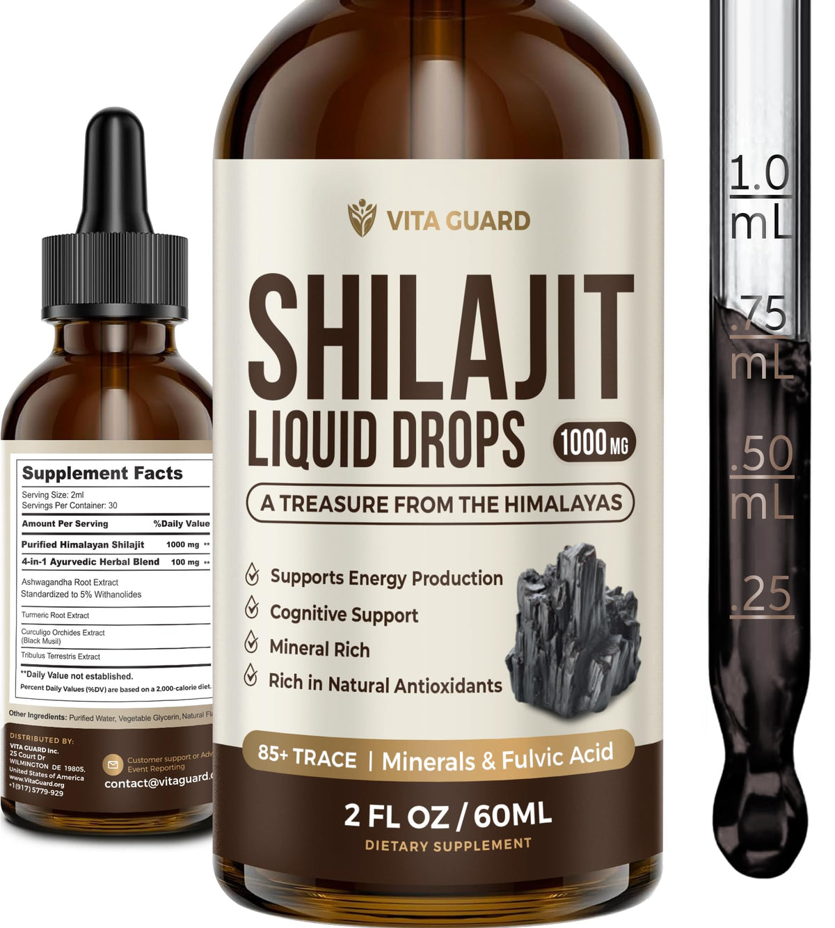 Vita Guard Shilajit Himalayen Liquide 1000mg - vue de face