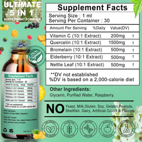 Vita letuo Quercétine Liquide avec ingrédients sur table