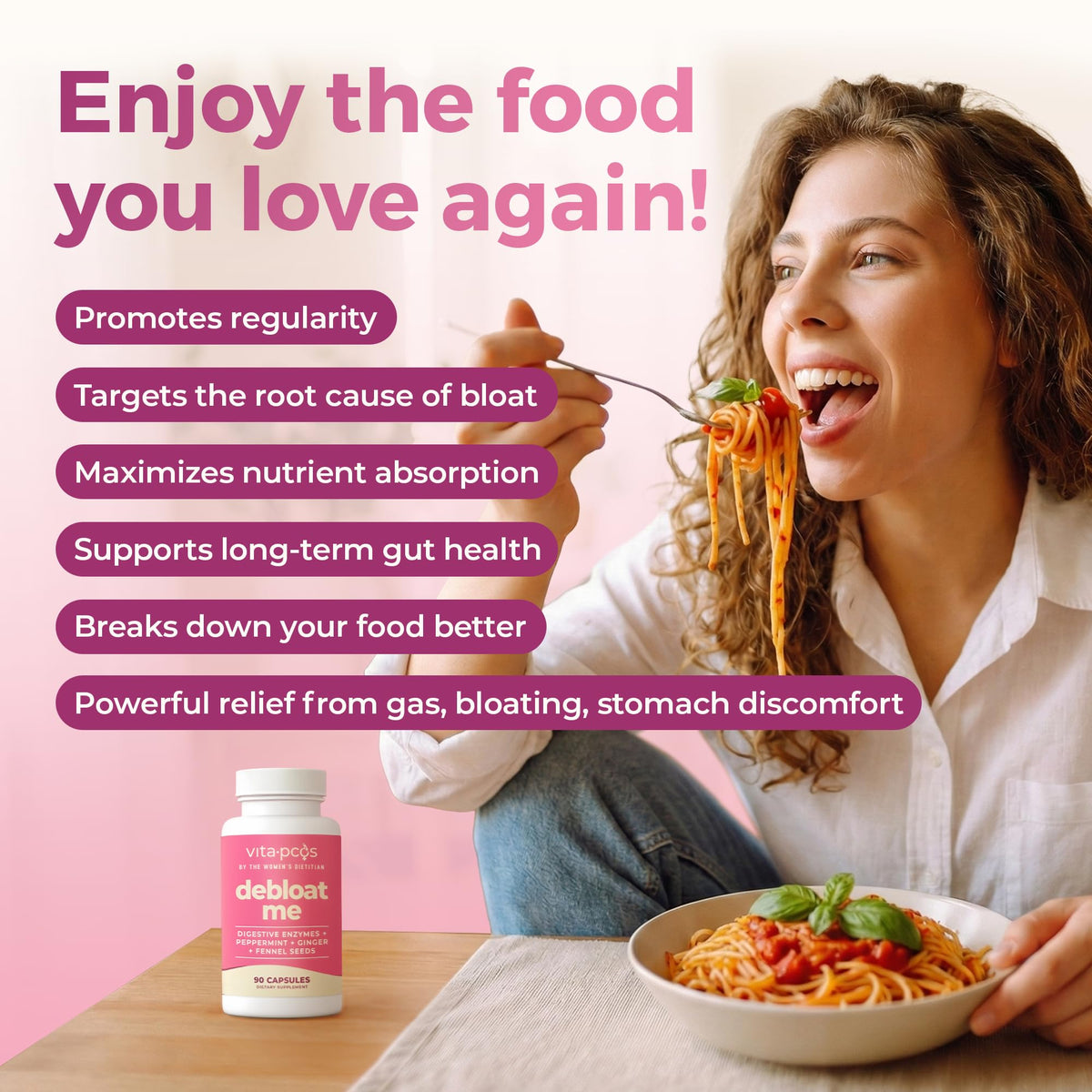 VITA-PCOS Compléments Alimentaires Multi-Enzymes 90 Capsules ouvertes montrant les capsules