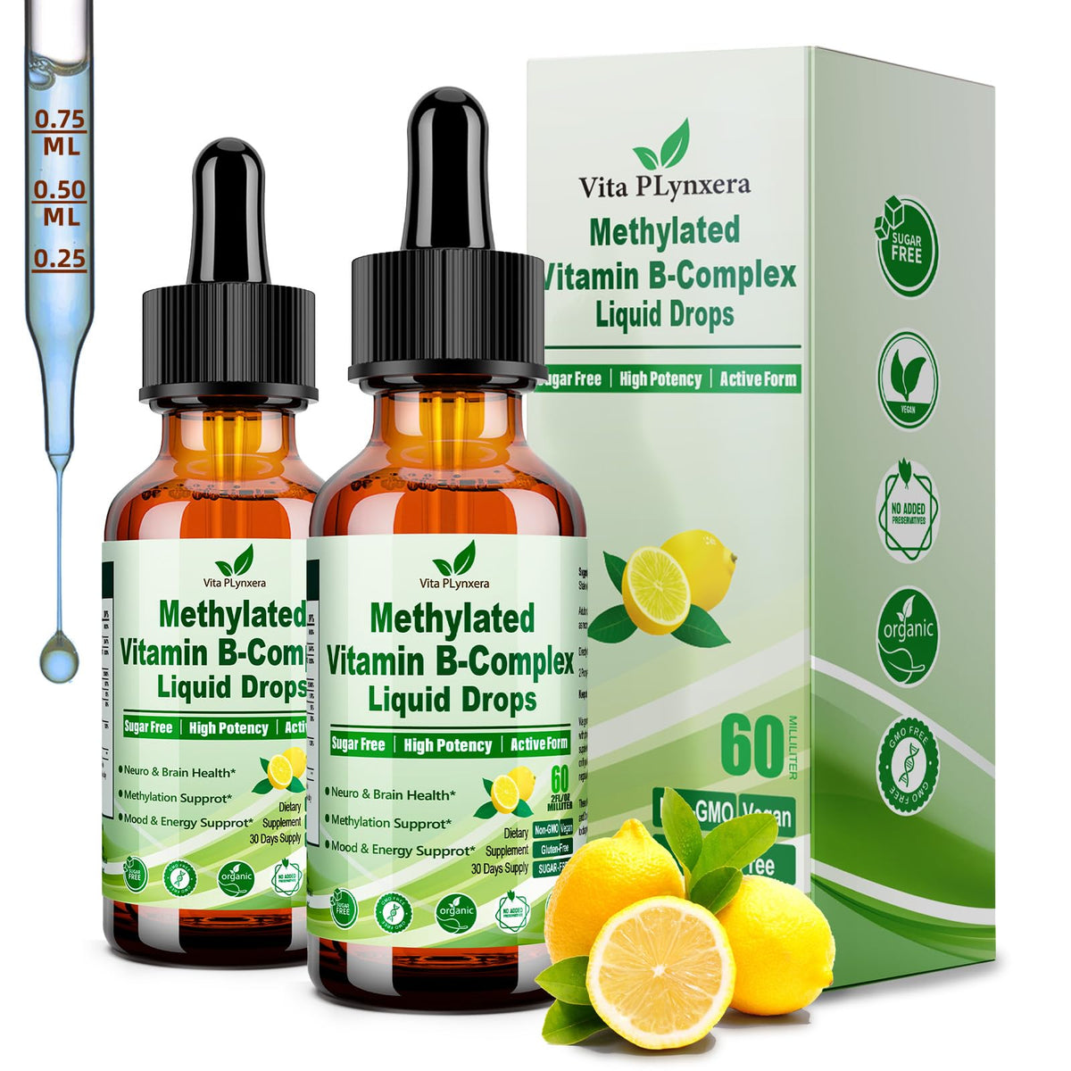 Vita PLynxera B Complex Methylé 9-en-1 flacon de 60 ml