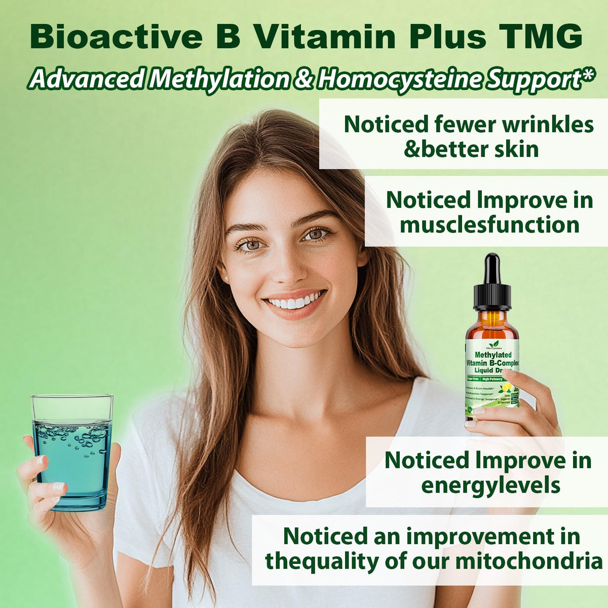 Vita PLynxera B Complex Methylé flacon ouvert montrant le liquide