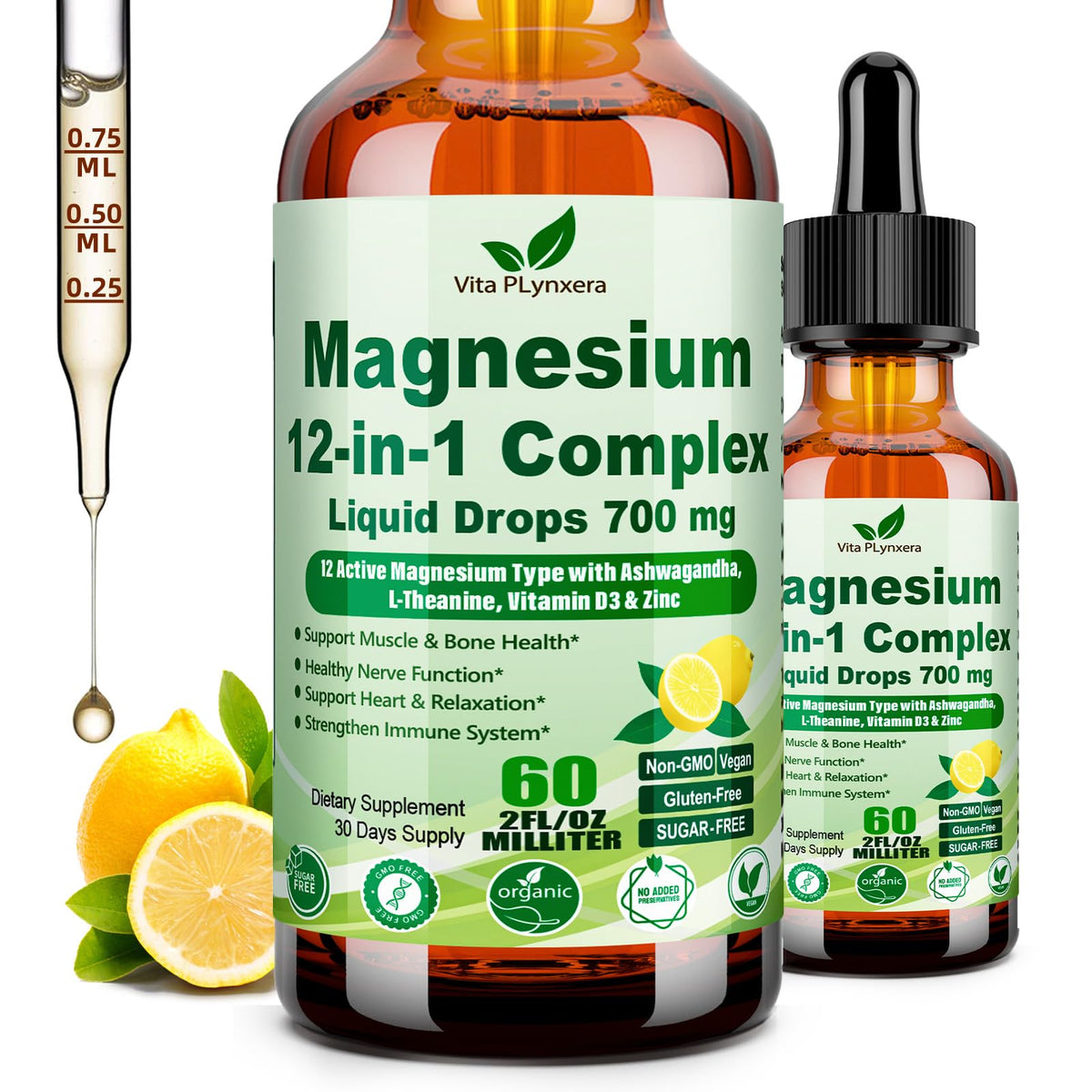 Vita PLynxera Complexe de Magnésium Liquide 12-en-1 flacon avant