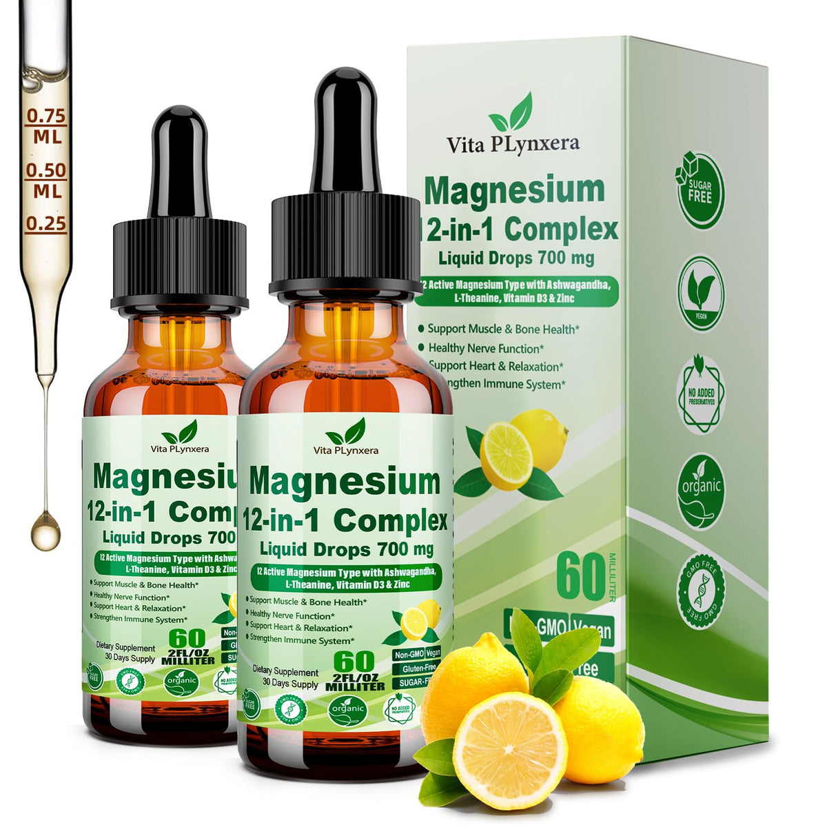 Vita PLynxera Complexe de Magnésium Liquide 12-en-1 flacon avant