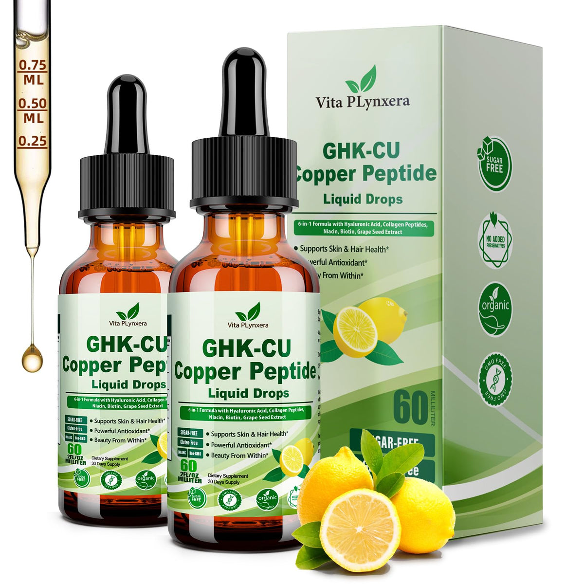 Vita PLynxera GHK-CU Complément Alimentaire Liquide 60ml - Vue de face