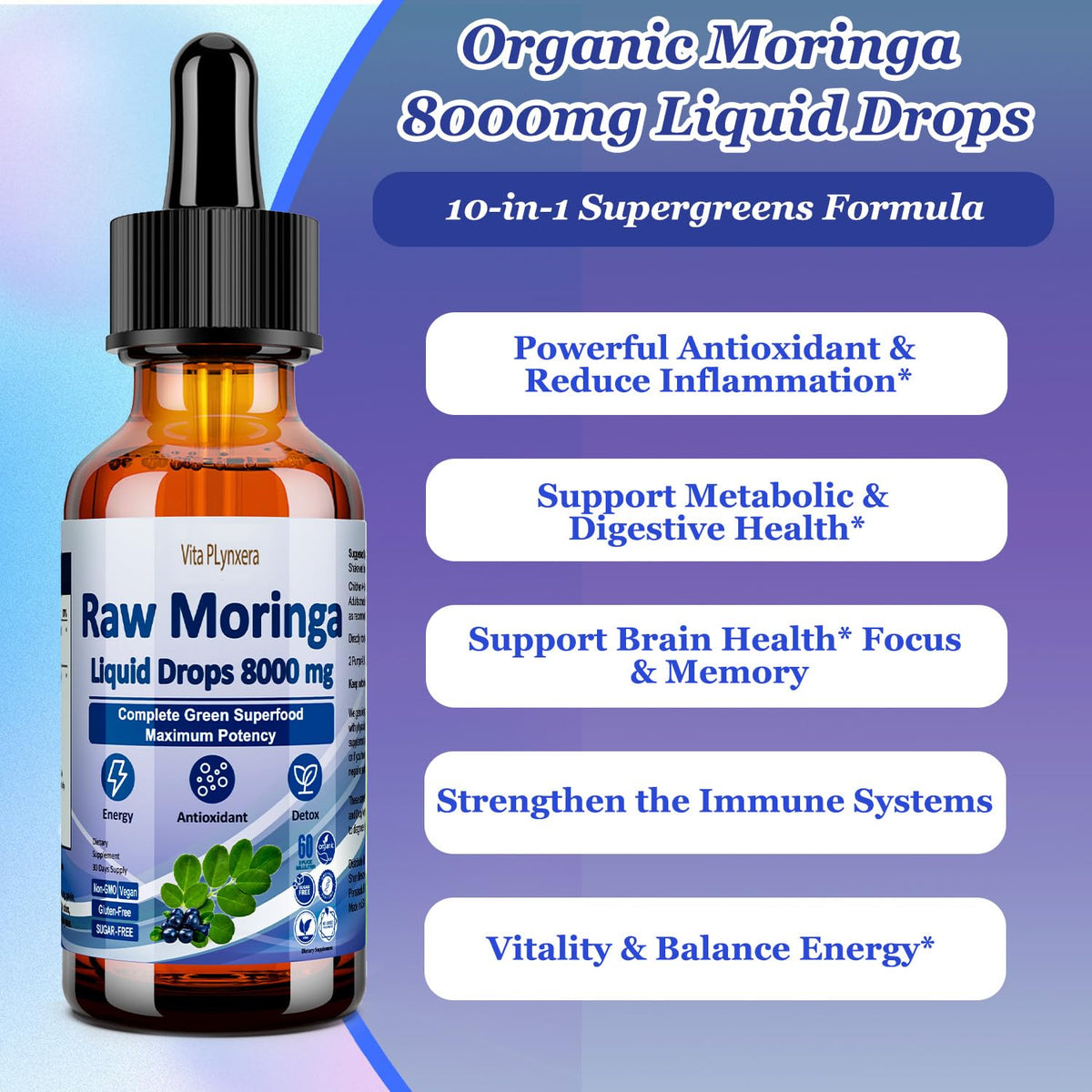 Vita PLynxera Moringa Liquide 8000 mg flacon arrière