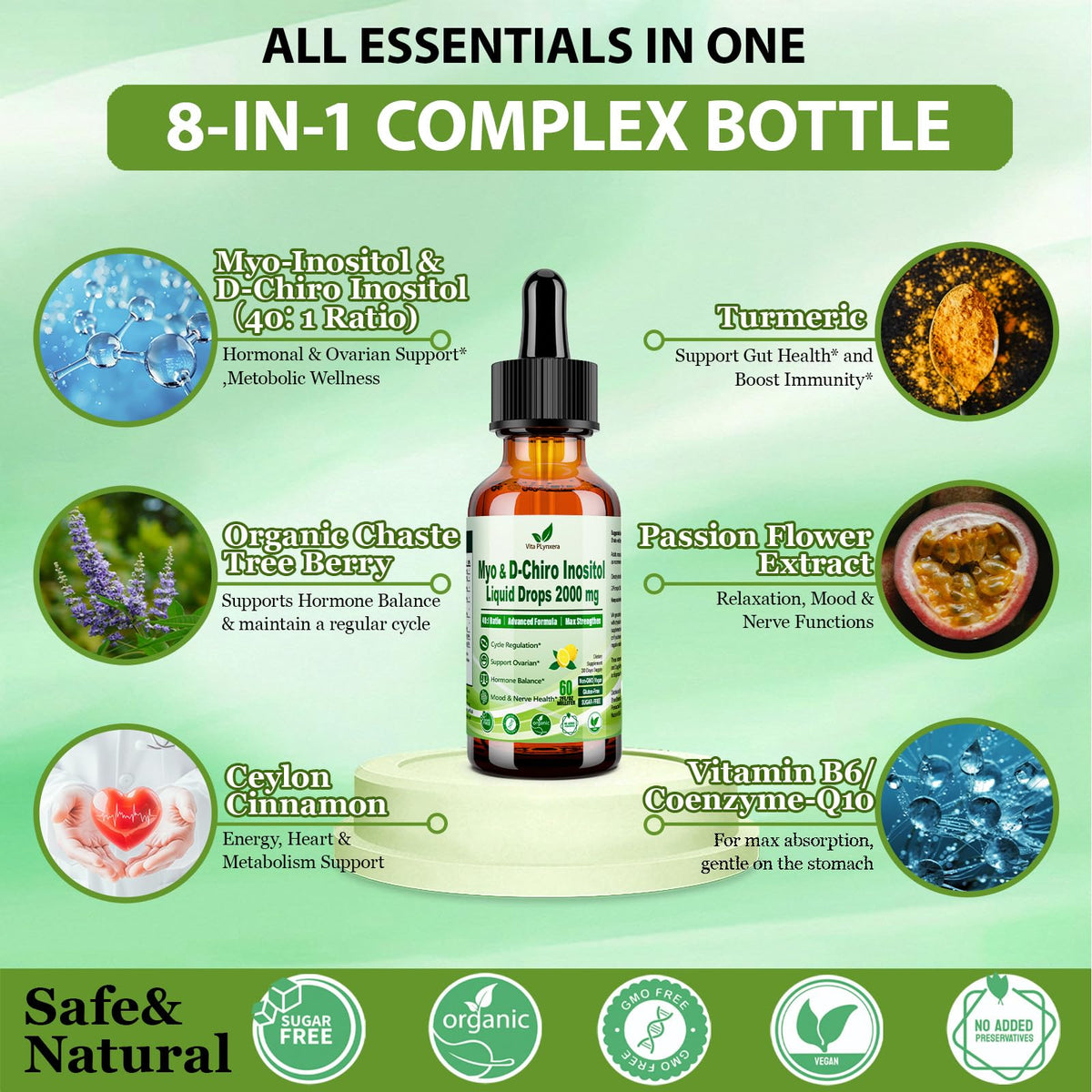 Vita PLynxera Myo & D-Chiro Inositol 120ml flacon arrière
