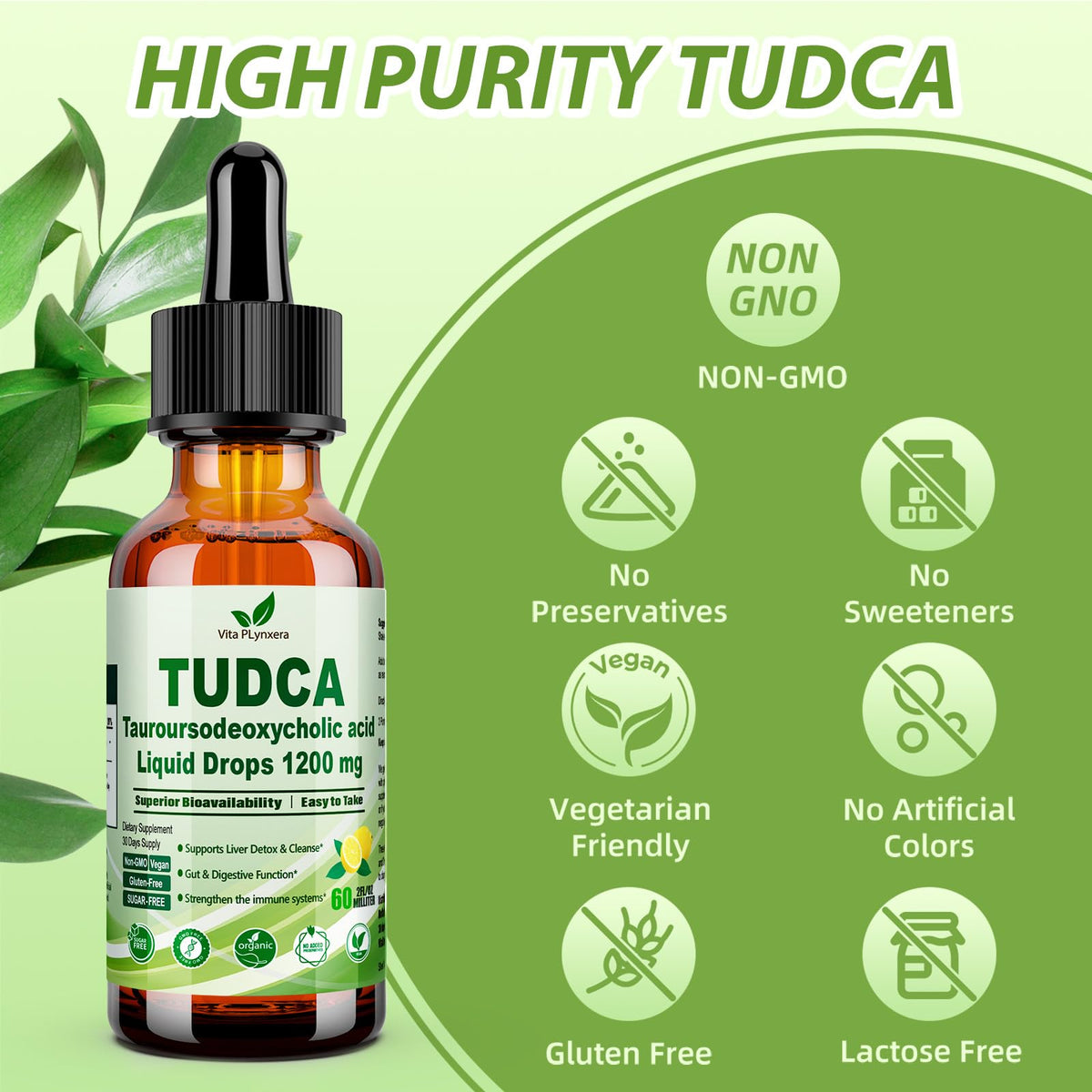 Vita PLynxera TUDCA gouttes liquides avec un smoothie