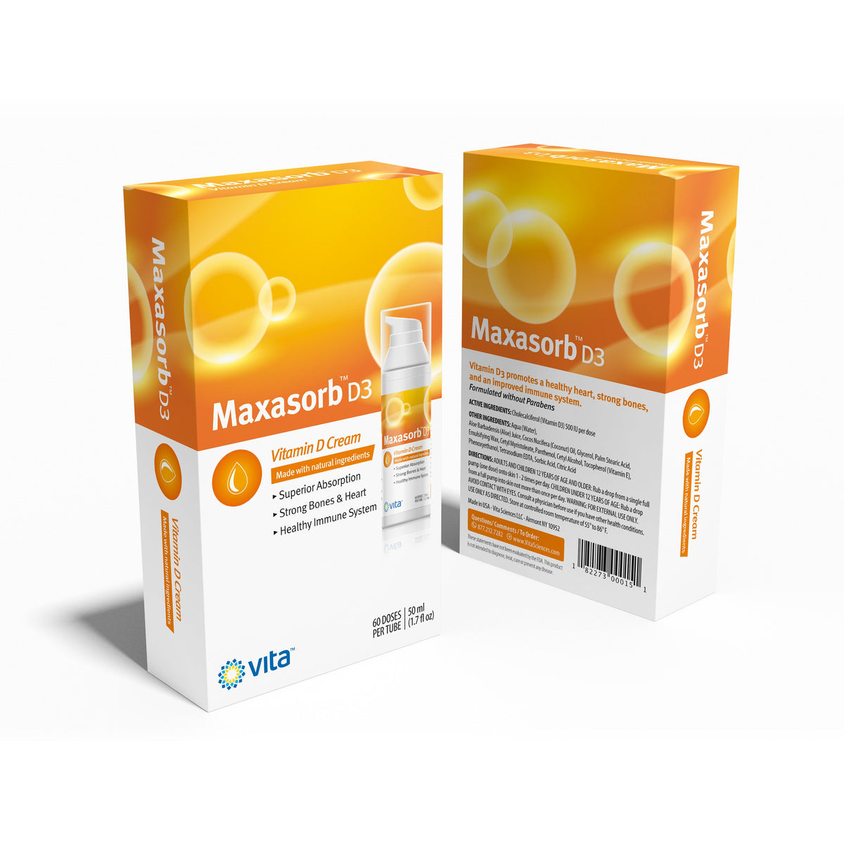 Vita Sciences Crème Maxasorb Vitamine D3 1 000 UI 50ml ingrédients