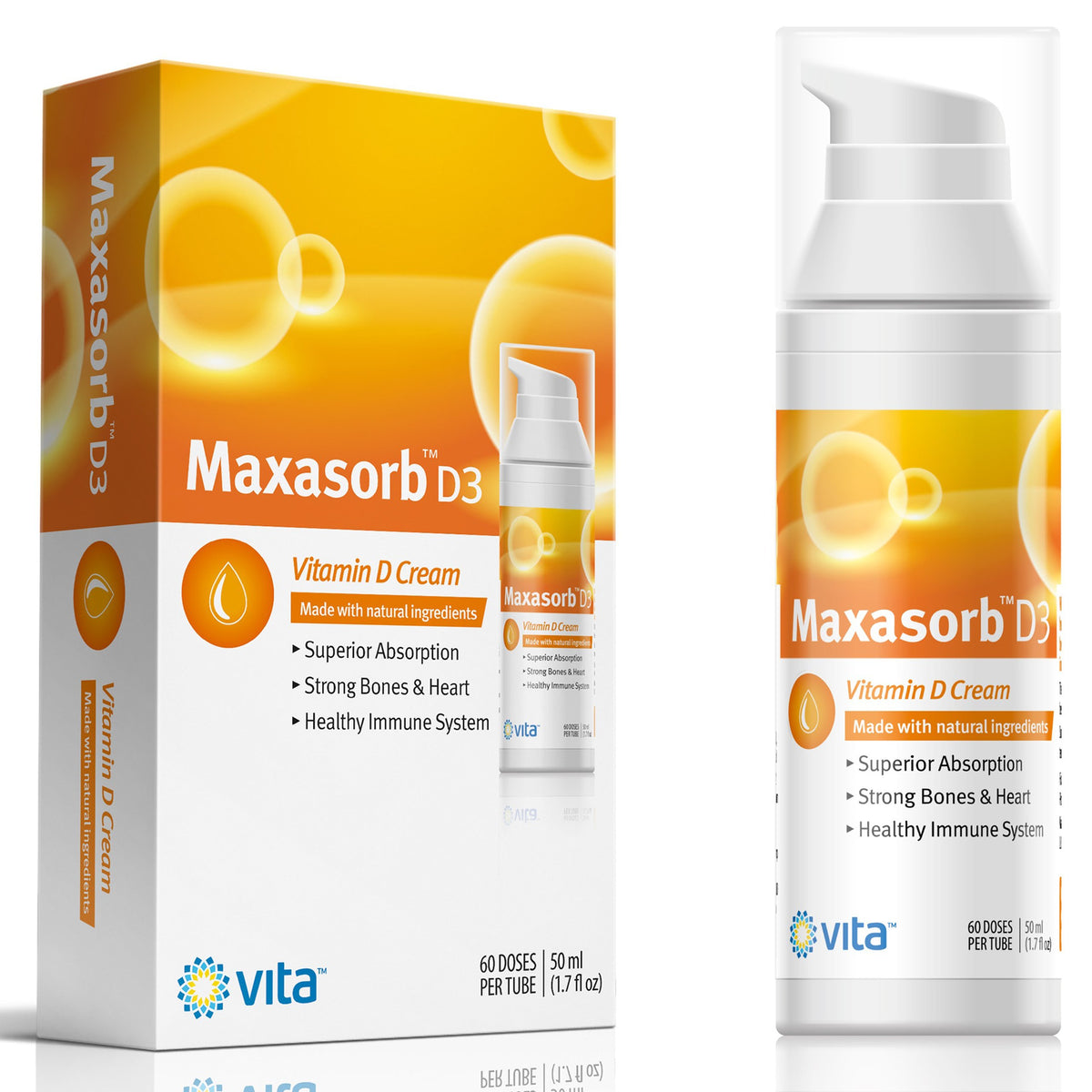 Vita Sciences Crème Maxasorb Vitamine D3 1 000 UI 50ml vue avant