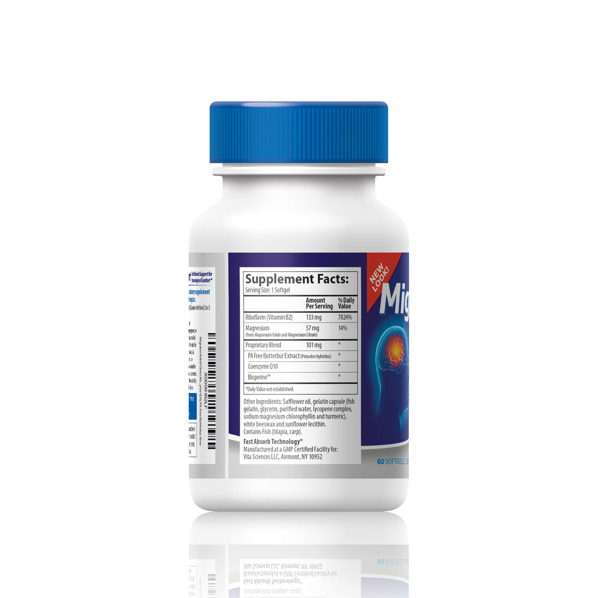 Vita Sciences Migravent 60 capsules ouvertes avec gélules visibles
