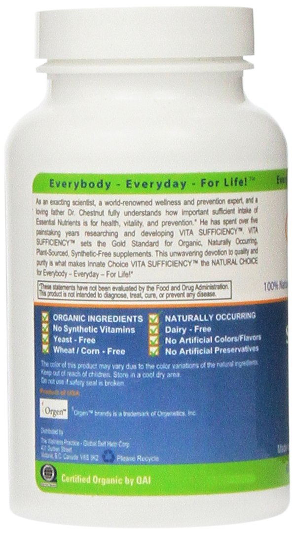 Vita Sufficiency Innate Choice 60 capsules à côté de quelques ingrédients naturels