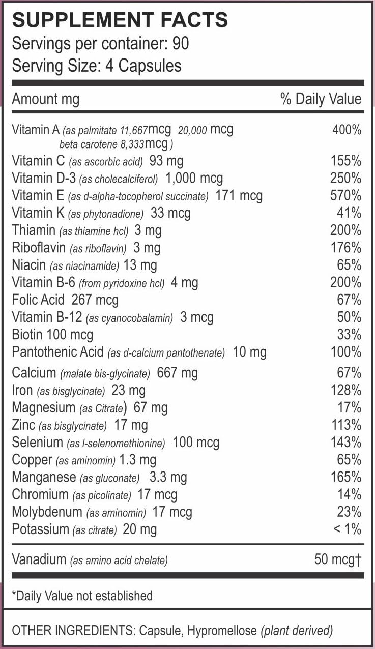 Vita4Life Multi-Standard Formula 360 capsules vue de côté