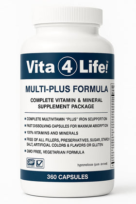 Vita4Life Multivitamines Bariatriques 360 capsules, vue avant de l'emballage
