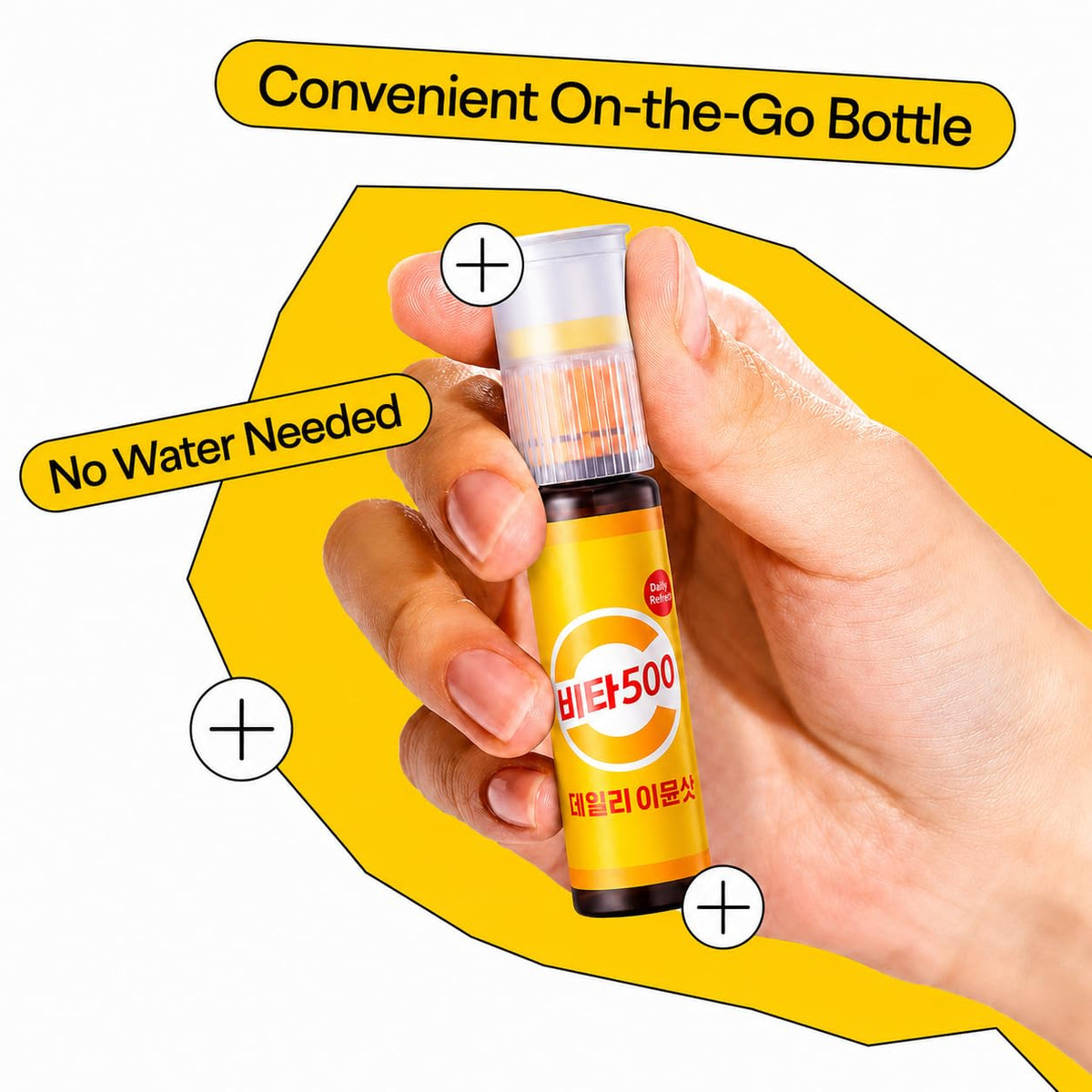 Vita500 KWANGDONG, présentation des bouteilles sur une table