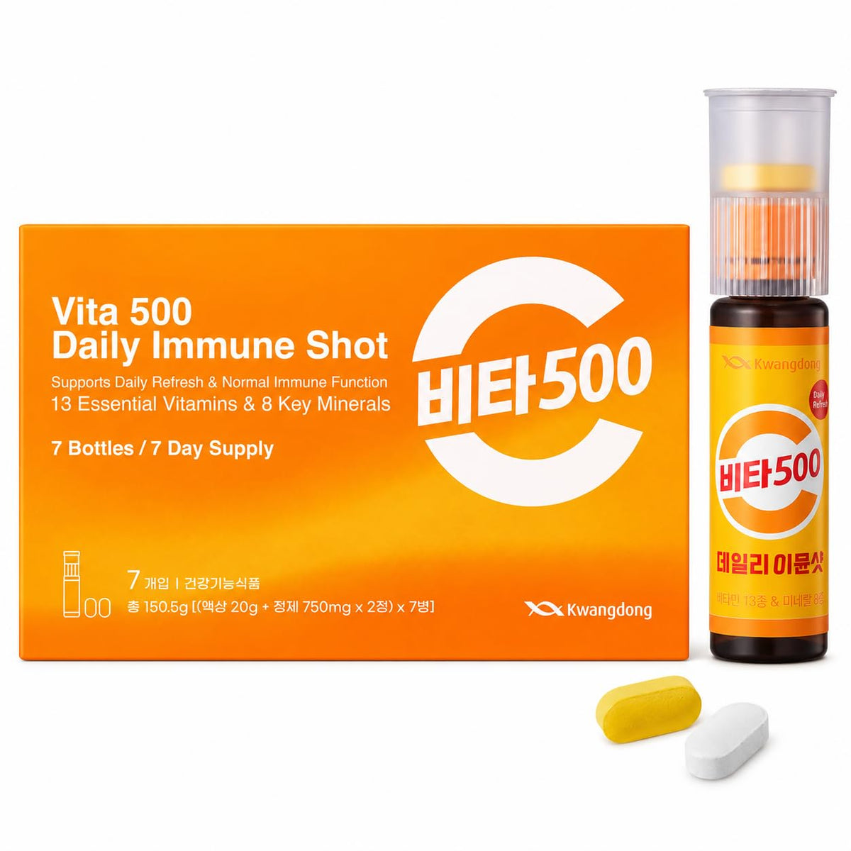 Vita500 KWANGDONG shot de vitamine C liquide, 7 bouteilles individuelles