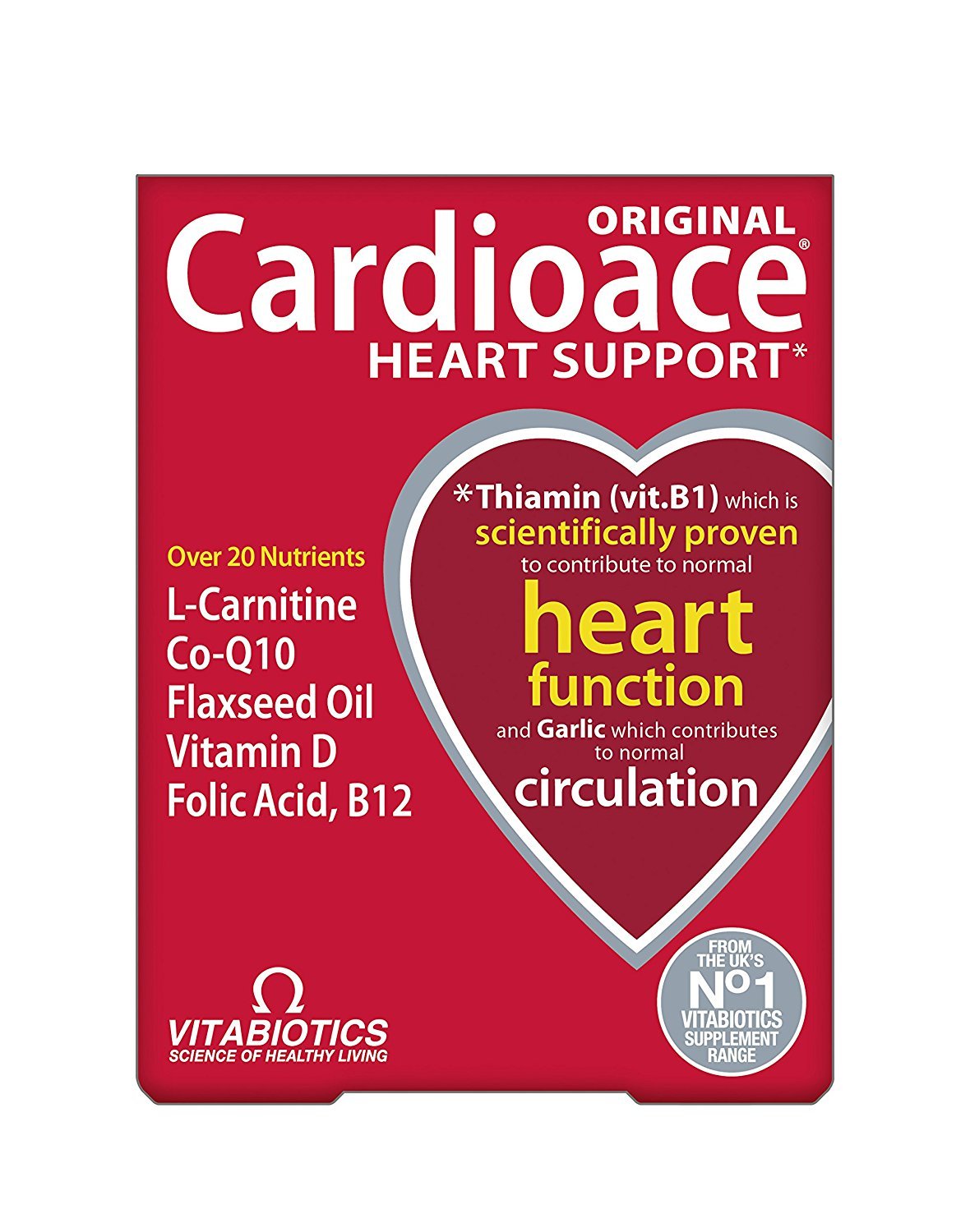 Vitabiotics Cardioace 30 comprimés informations nutritionnelles sur l'emballage