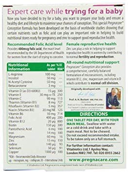 Vitabiotics Pregnacare Conception 30's comprimés en gros plan
