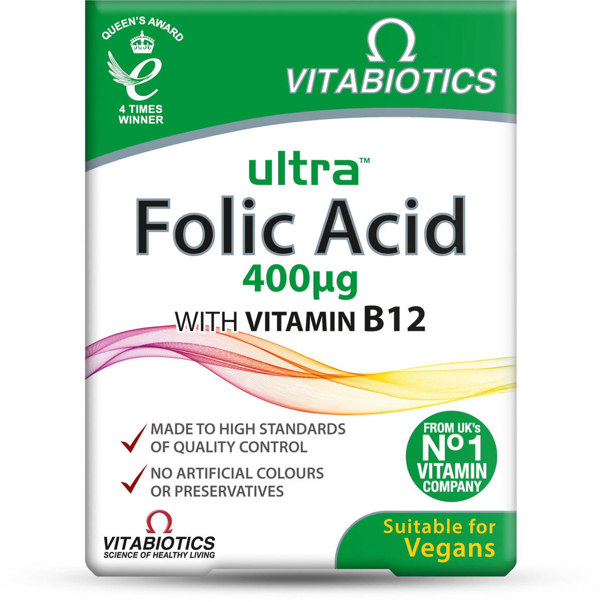 Vitabiotics Ultra Acide Folique 400µg avec Vitamine B12 - 60 comprimés