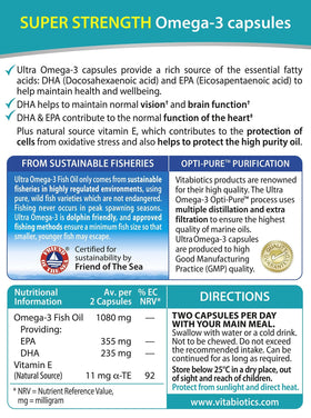 Vitabiotics Ultra Omega 3 60 Caps présentation sur une table