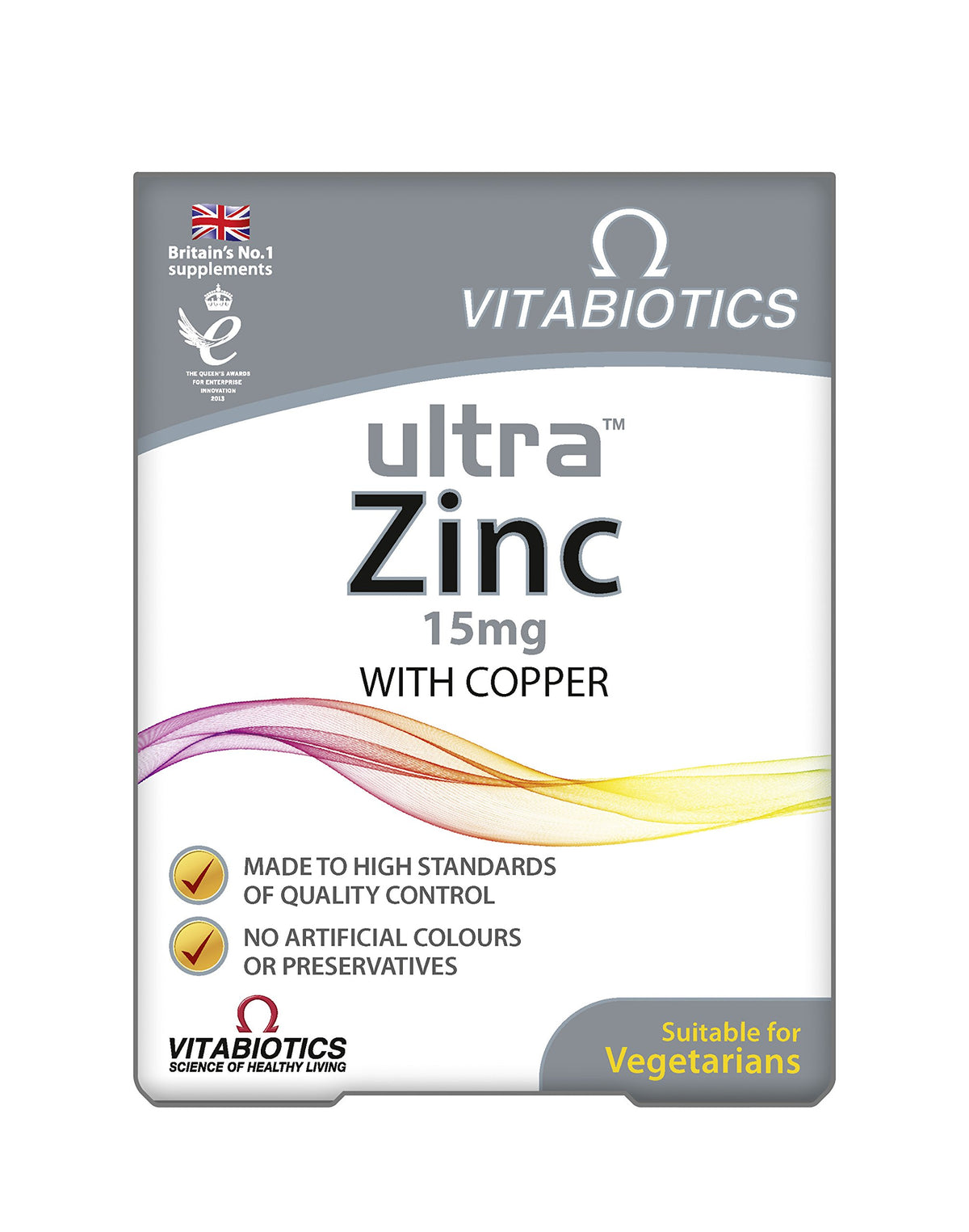 Vitabiotics Ultra Zinc 15mg avec Cuivre 60 comprimés - vue de face