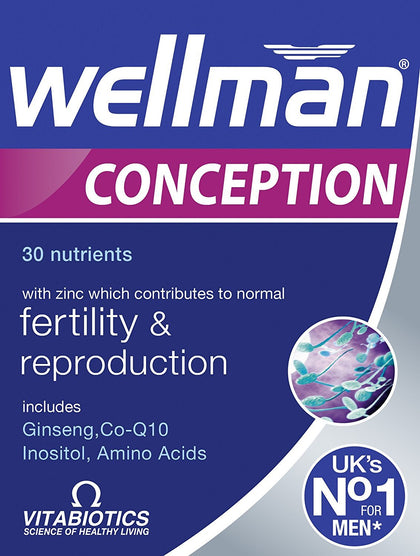Vitabiotics Wellman Conception 30 tablettes vue avant avec emballage