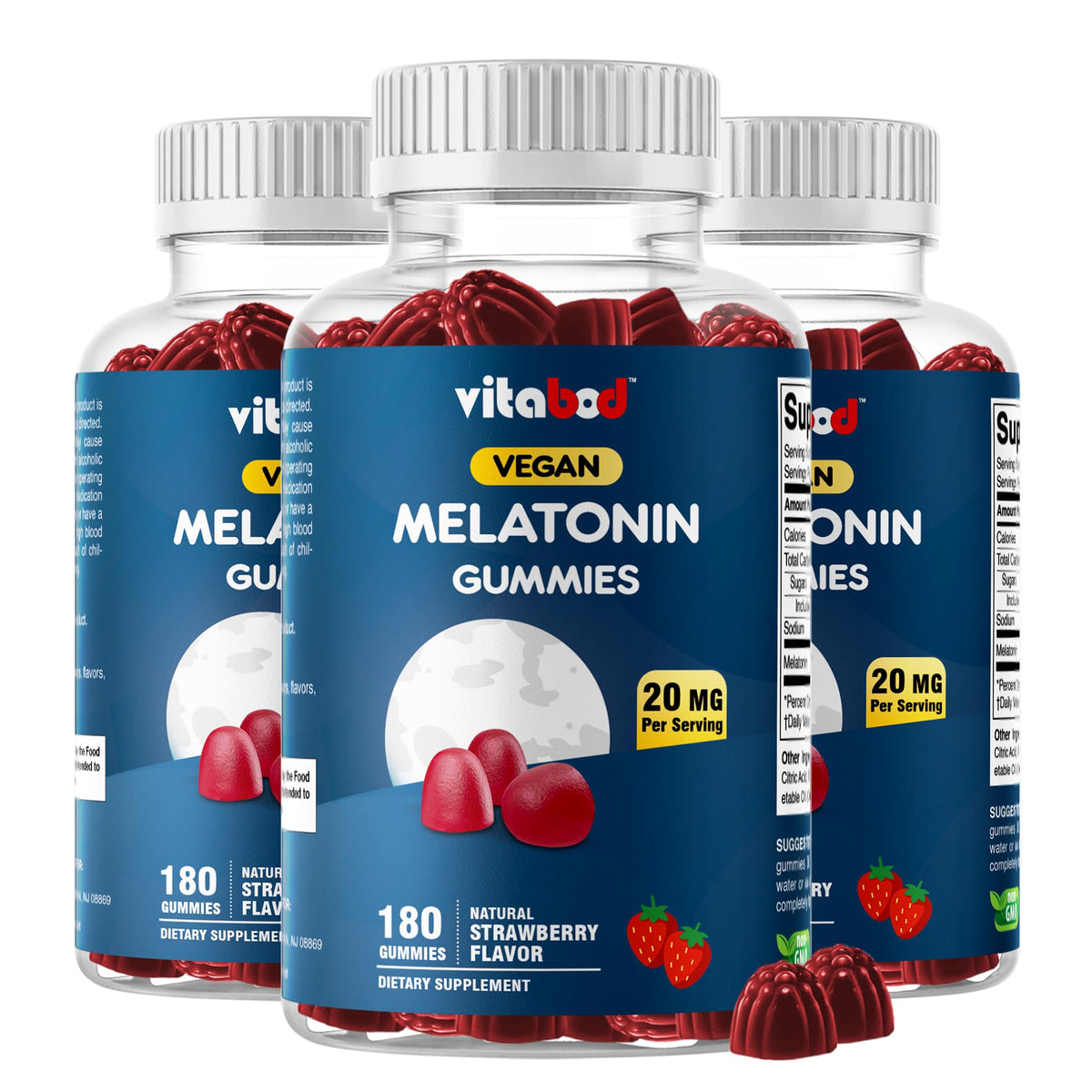 Vitabod Gummies de Mélatonine 20mg - vue de face du flacon