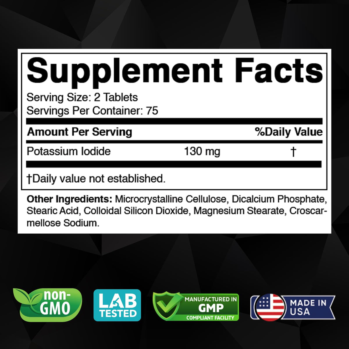 Vitabod Iodure de Potassium 130 mg - emballage et étiquette