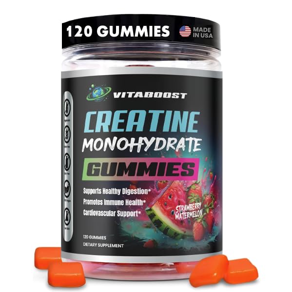 VitaBoost Gummies de Créatine 5g en boîte, saveur fraise pastèque
