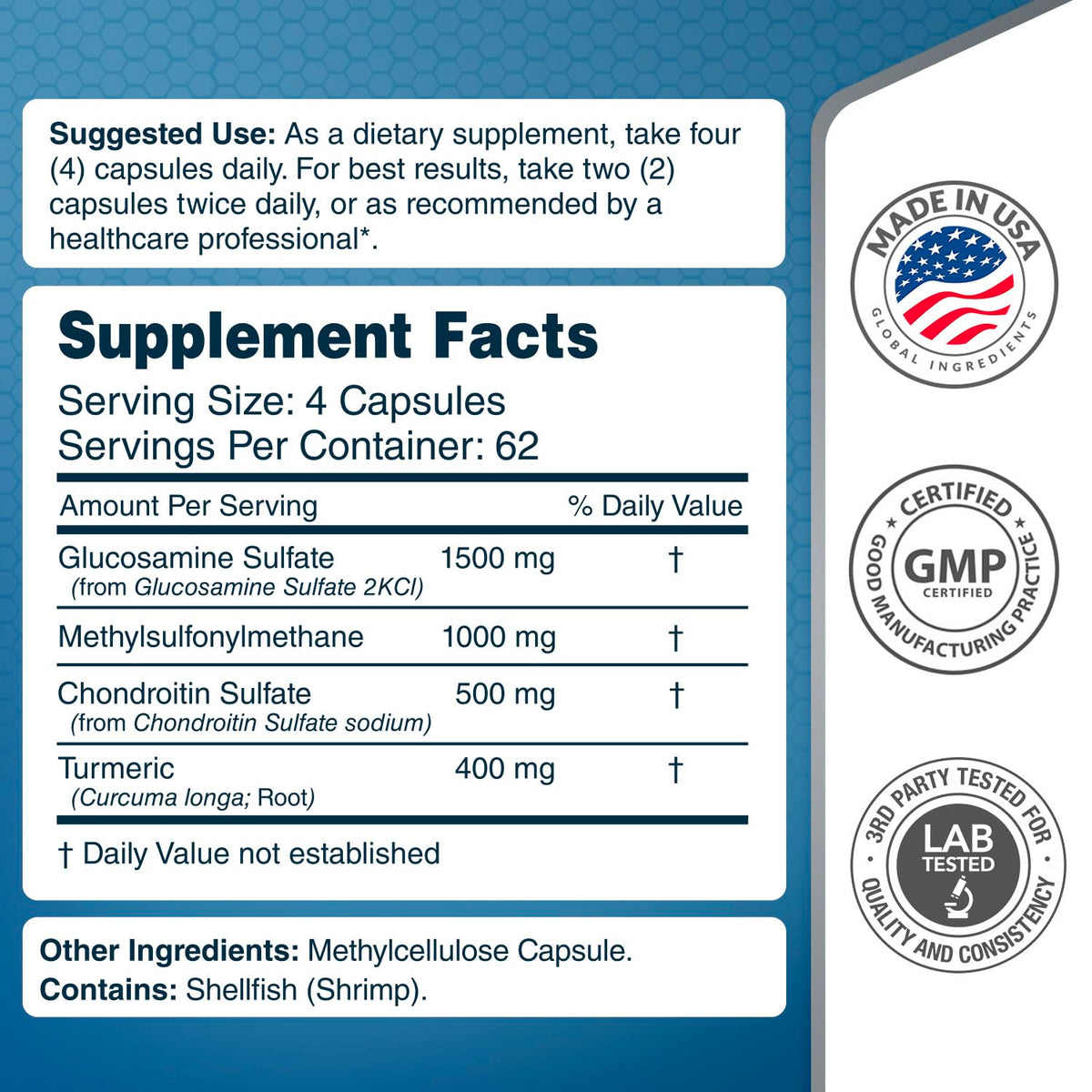VitaBreeze Glucosamine Chondroïtine capsules avec étiquette