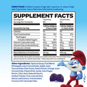 VITABURST Smurfs gummies avec ingrédients naturels en vue rapprochée