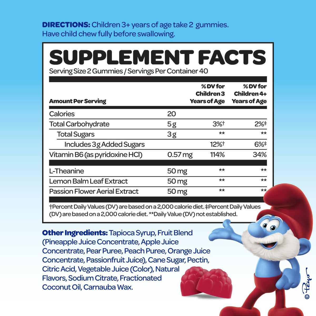 VITABURST Smurfs Gummies Calmes gummies colorés avec fruits