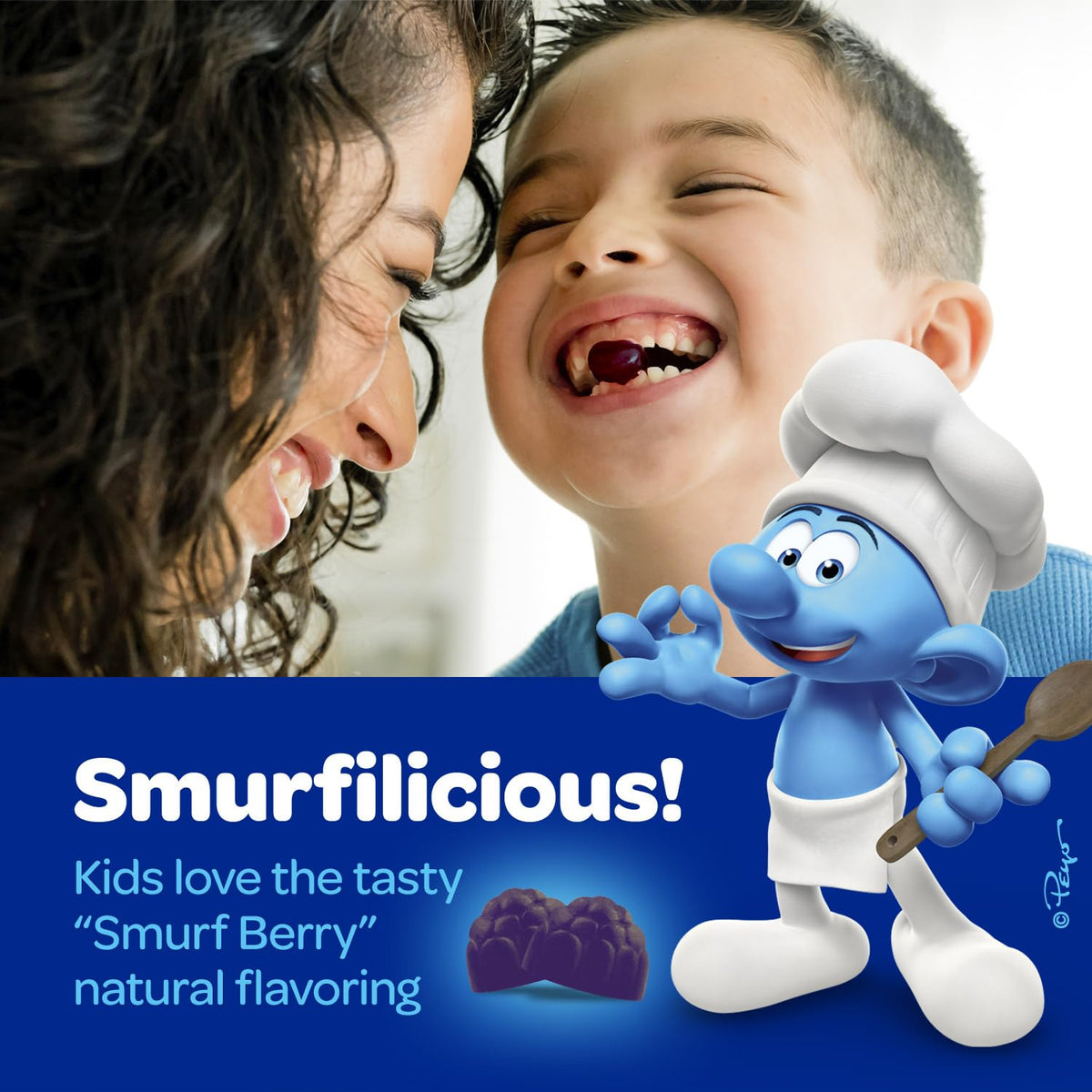 VITABURST Smurfs gummies montrant le dosage par portion