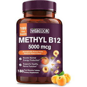 Vitacook B12 Sublingual 5000mcg comprimés sous forme de pastilles à la pêche