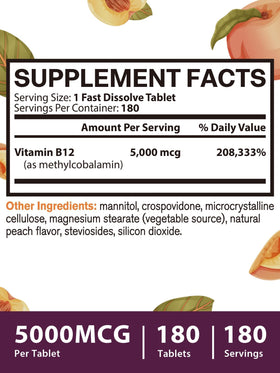 Vitacook B12 Sublingual 5000mcg comprimés sur une table