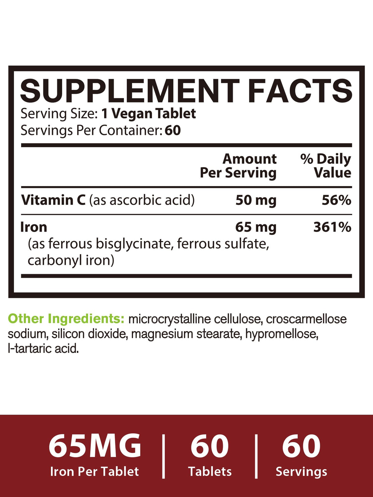 Vitacook Complément Alimentaire Fer 3-en-1 65mg avec Vitamine C