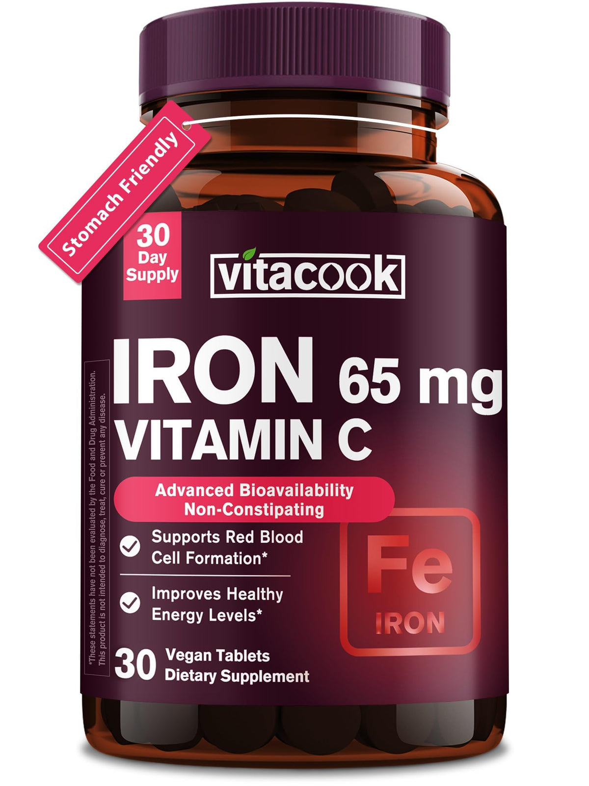 Vitacook complément de fer 65mg avec vitamine C 250mg, boîte avant