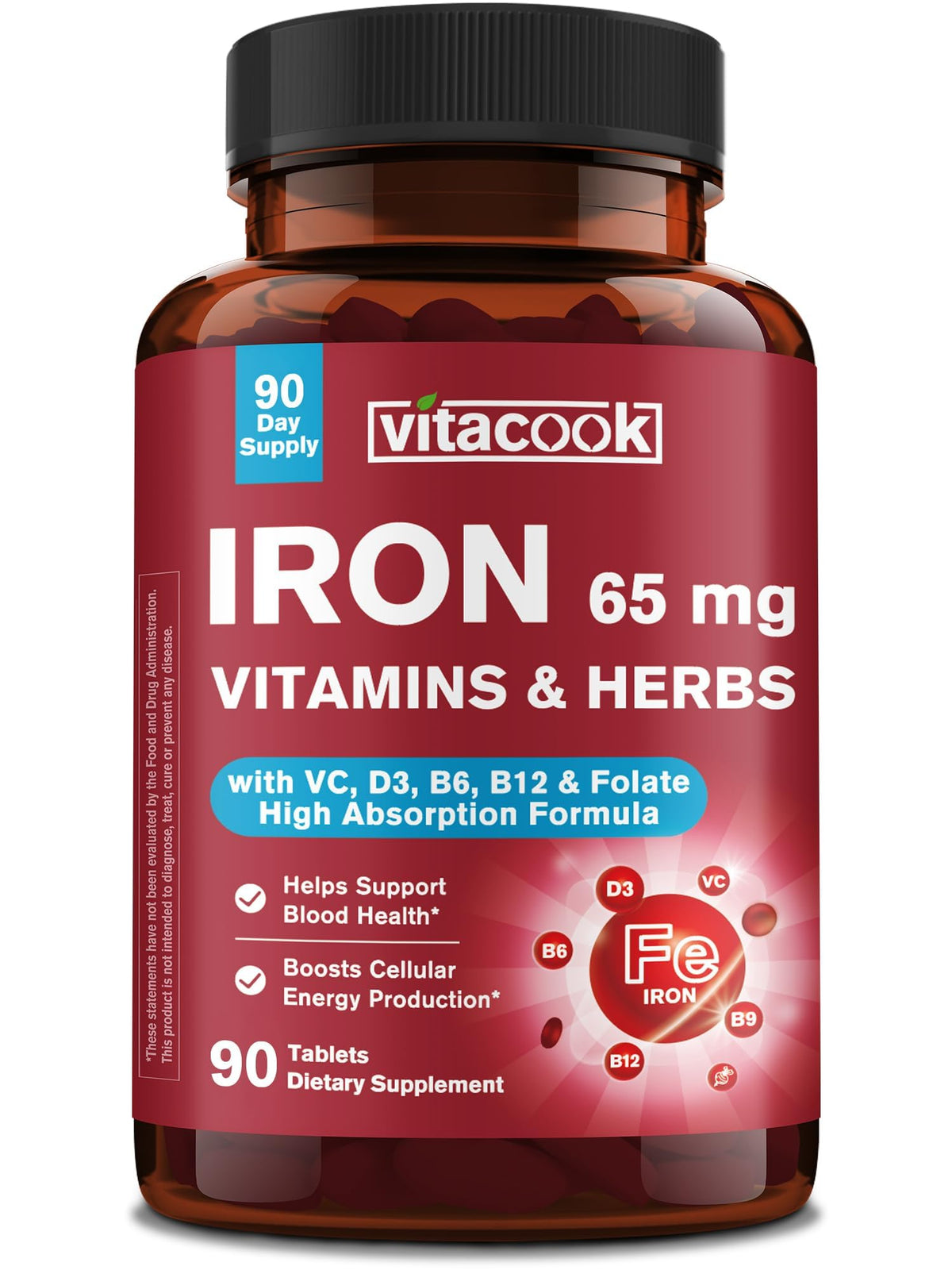 Vitacook complément de fer 65mg devant de l'emballage