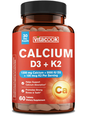 Vitacook Compléments Alimentaires Calcium 1200 mg D3 K2 60 Comprimés - vue de face