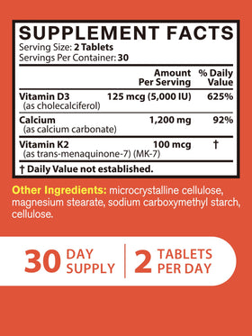 Vitacook Compléments Alimentaires Calcium 1200 mg D3 K2 60 Comprimés - vue en détail des comprimés