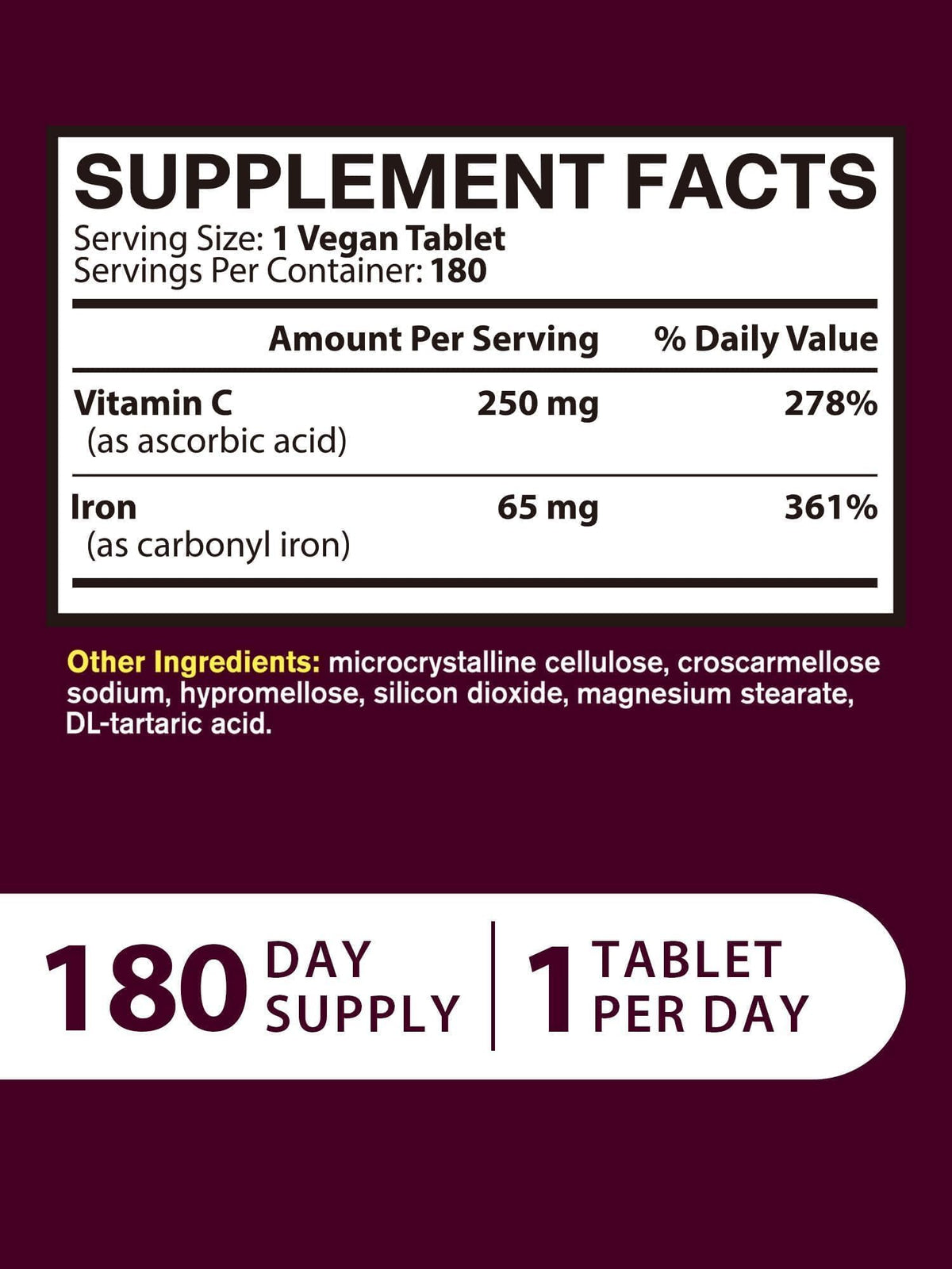 Vitacook comprimés de fer 65mg dans une main