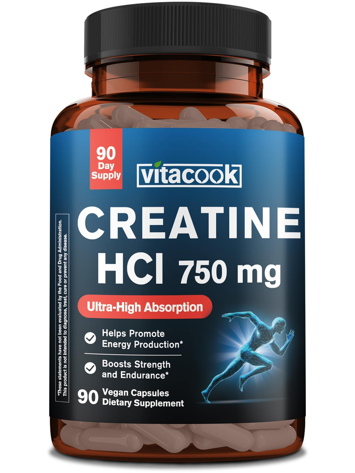 Vitacook Créatine HCl 750mg, boîte de 90 capsules végétales